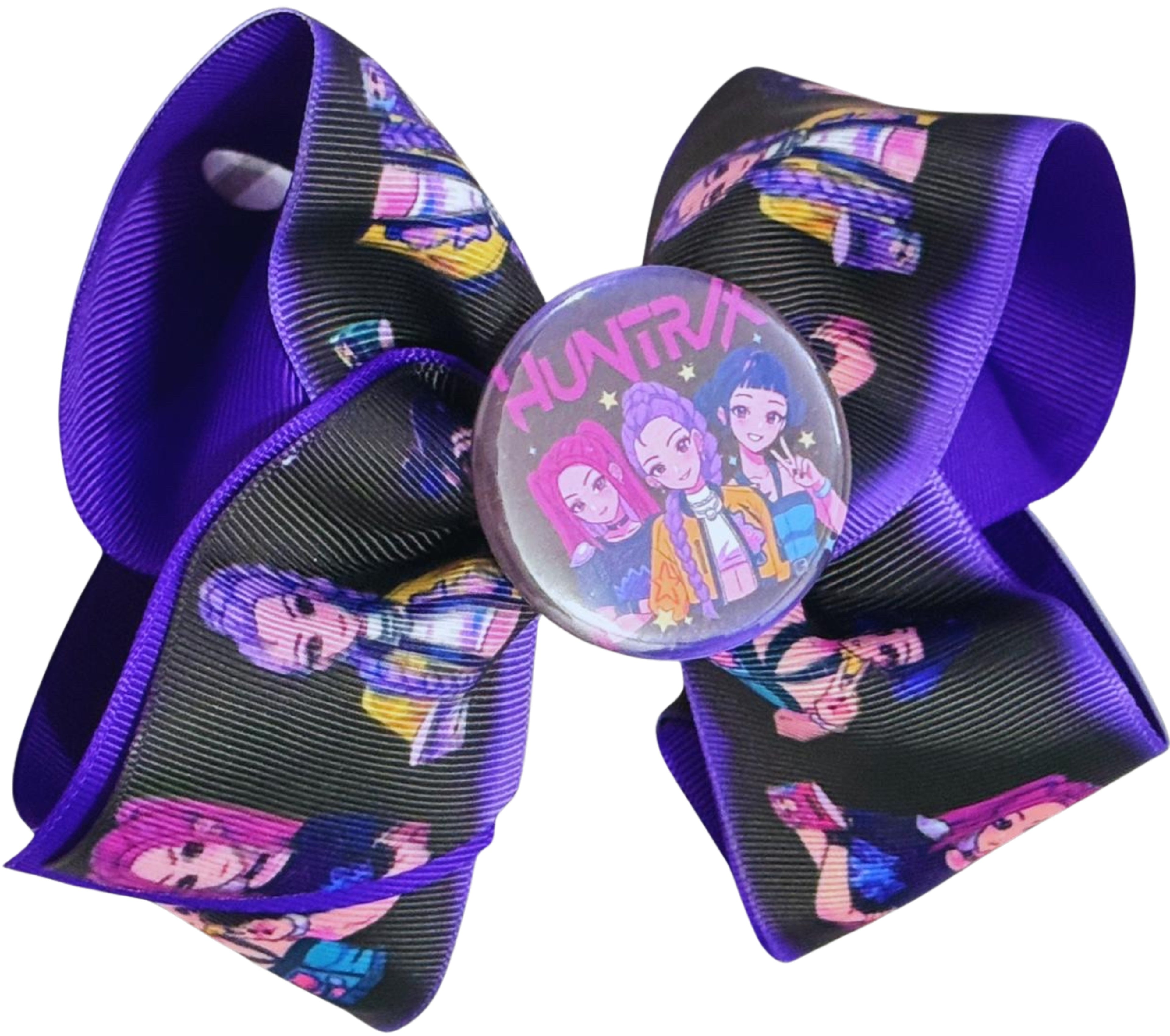 ROTAN Handmade Statement Hair Bow | Large Boutique Bow - Black&Purple
