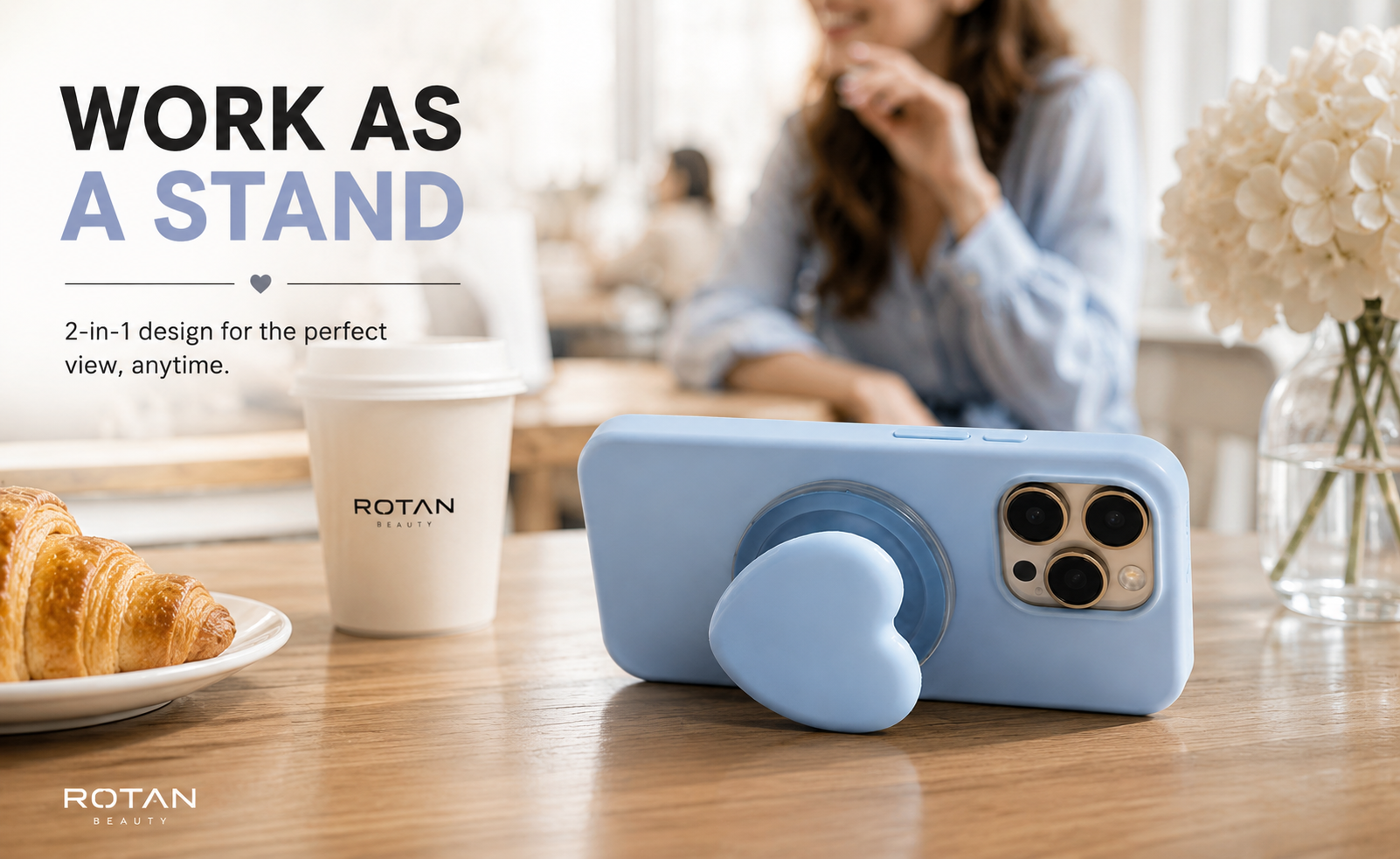 ROTAN Heart MagSafe Phone Grip | Cute Magnetic Phone Grip - Blue Breeze