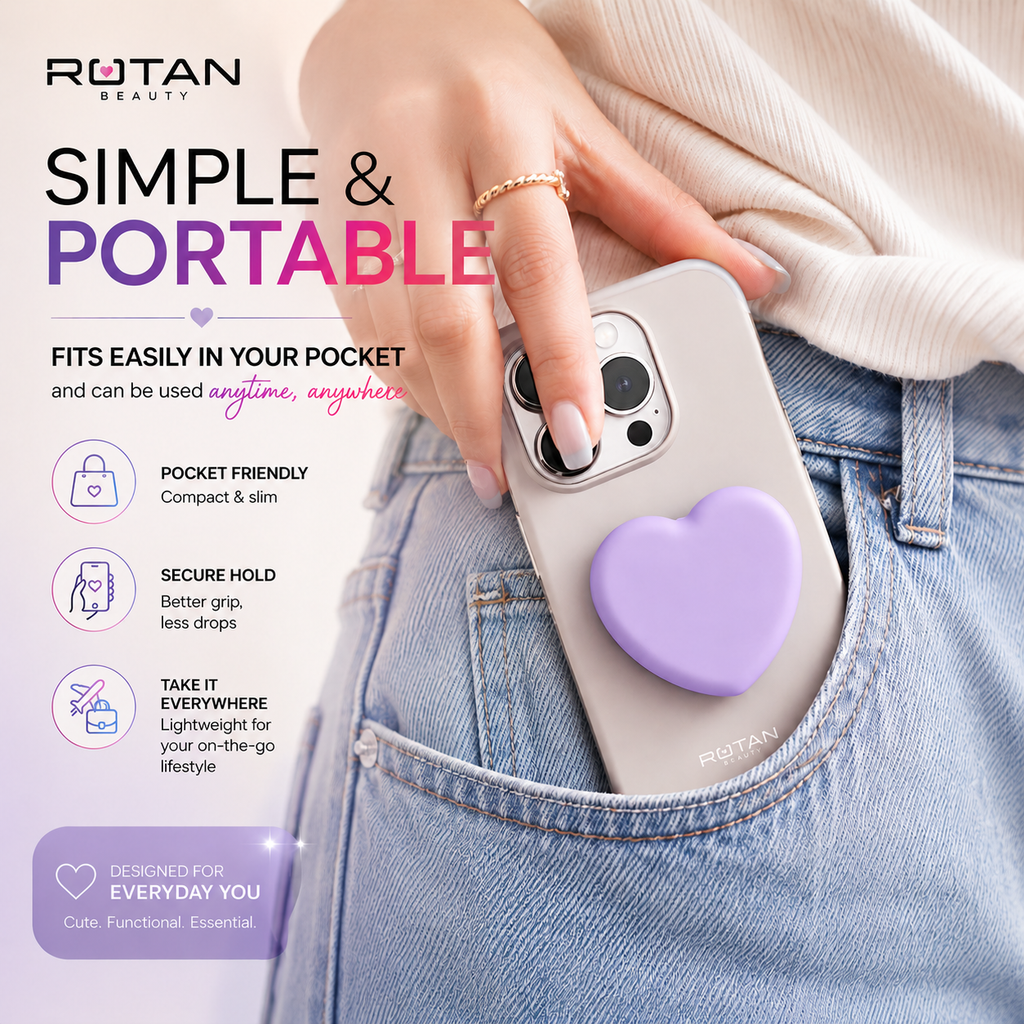 ROTAN Heart MagSafe Phone Grip | Cute Magnetic Phone Grip - Lavender