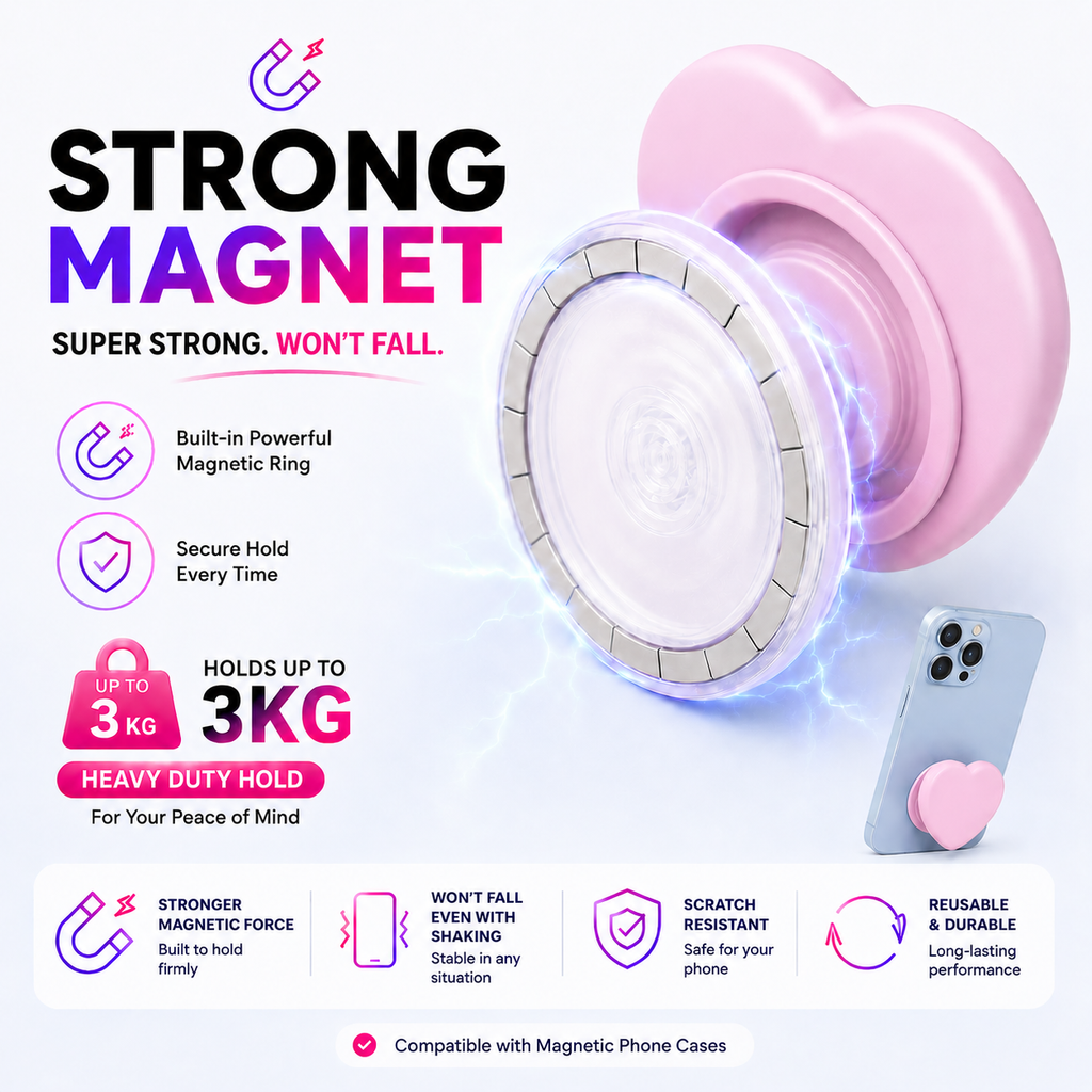 ROTAN Heart MagSafe Phone Grip | Cute Magnetic Phone Grip - Blush Pink
