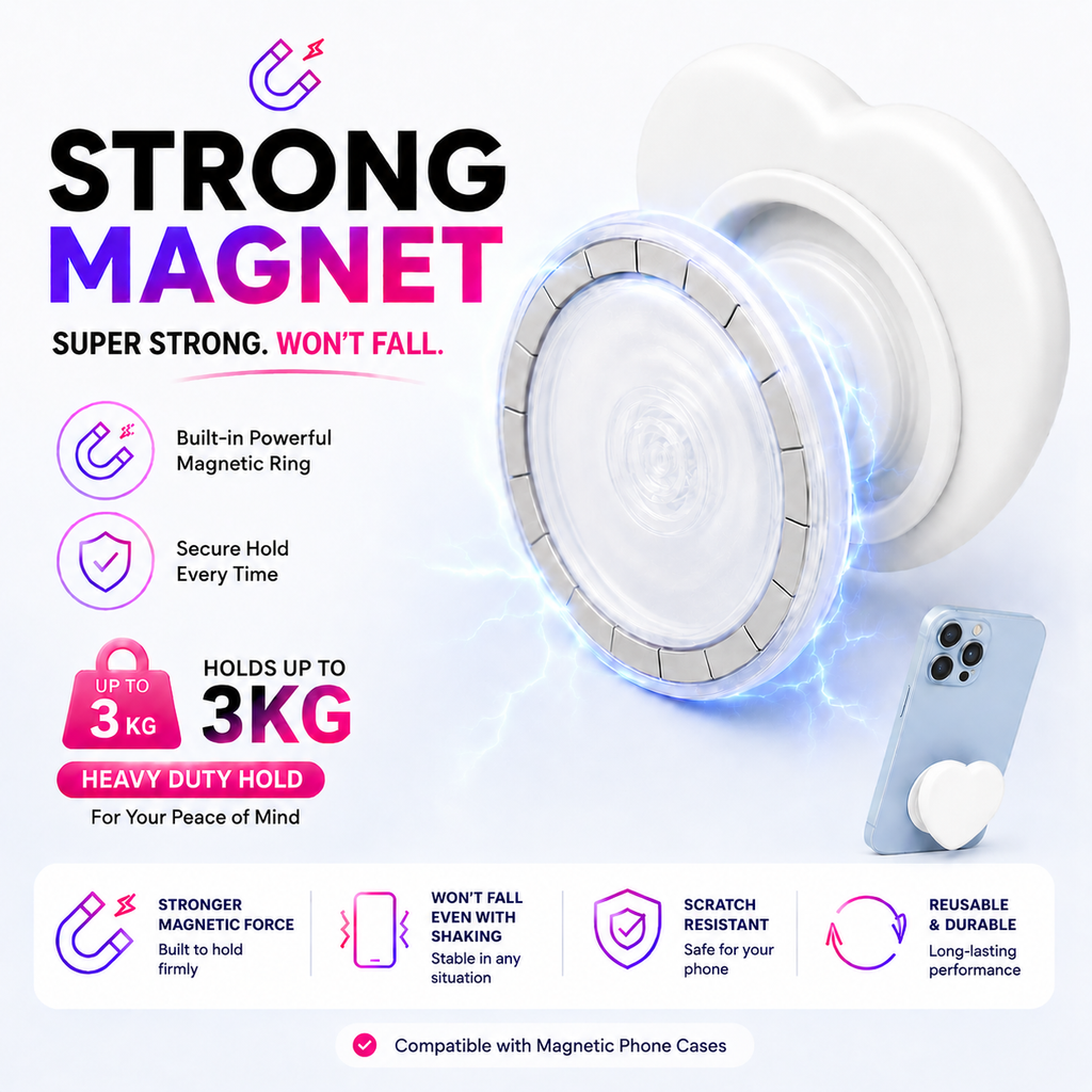 ROTAN Heart MagSafe Phone Grip | Cute Magnetic Phone Grip - Polar White
