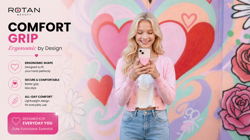ROTAN Heart MagSafe Phone Grip | Cute Magnetic Phone Grip - Blush Pink