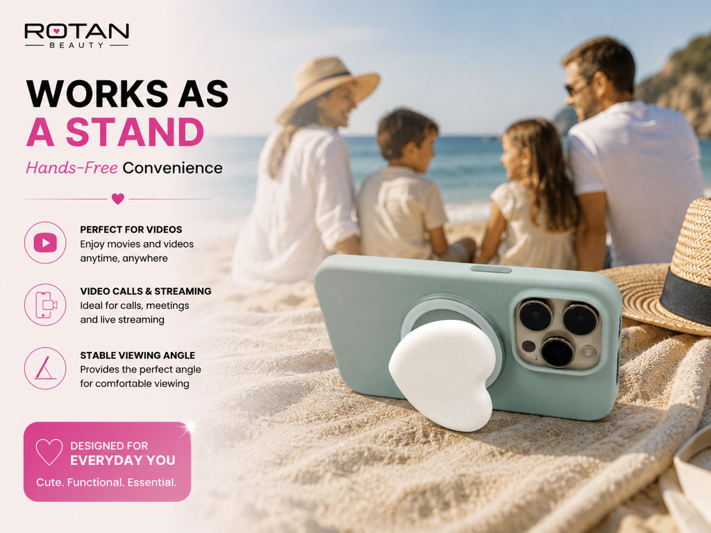 ROTAN Heart MagSafe Phone Grip | Cute Magnetic Phone Grip - Polar White