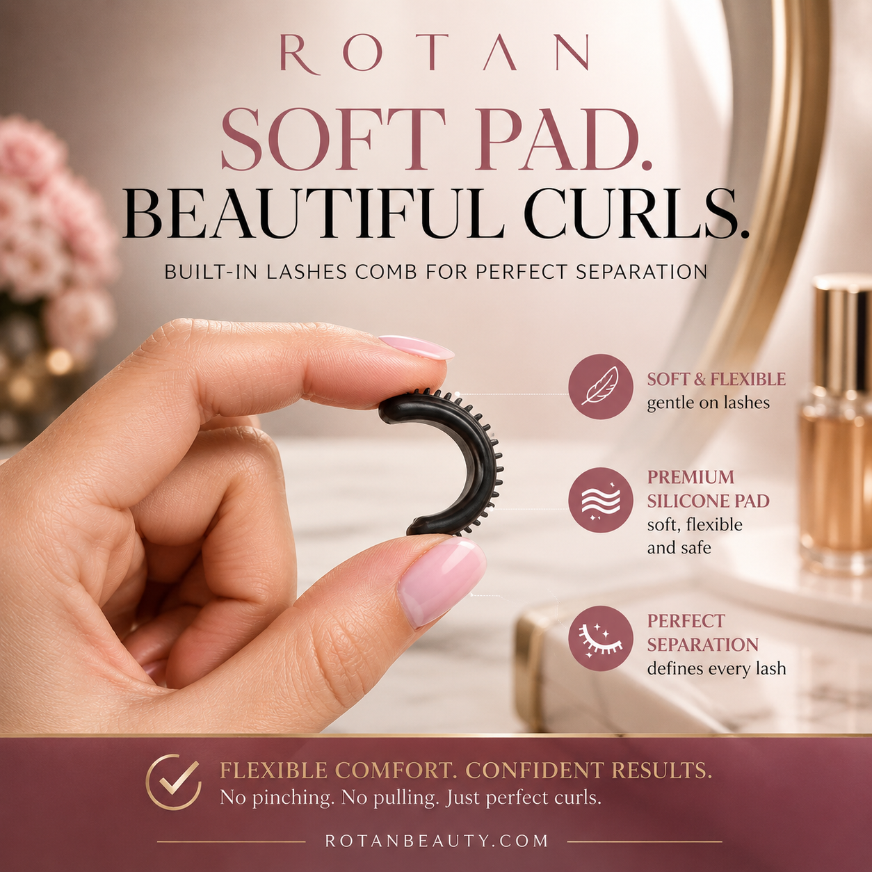 ROTAN PRO Eyelash Curler with Built-In Comb