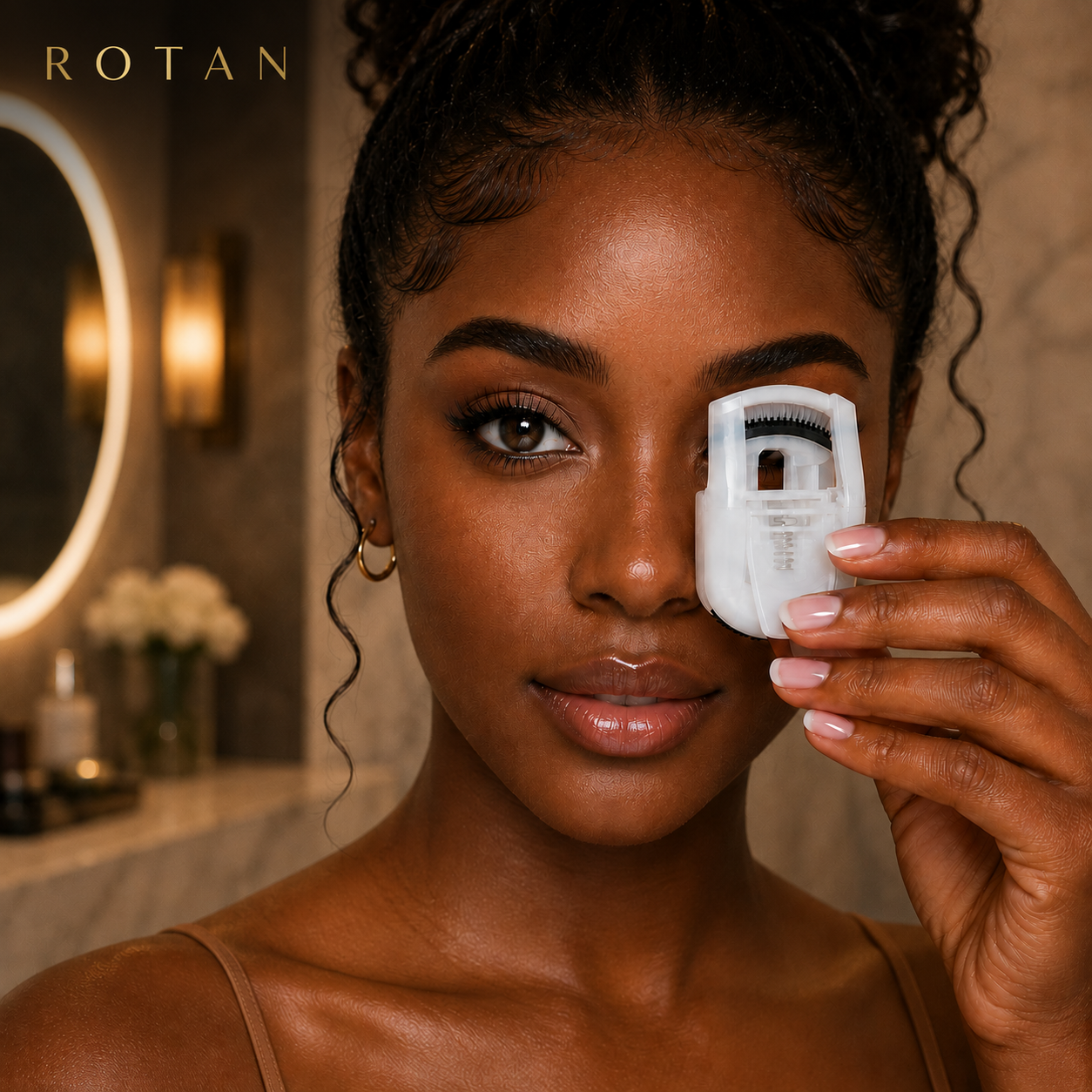 ROTAN Mini Eyelash Curler with Built-In Comb | Travel Lash Tool