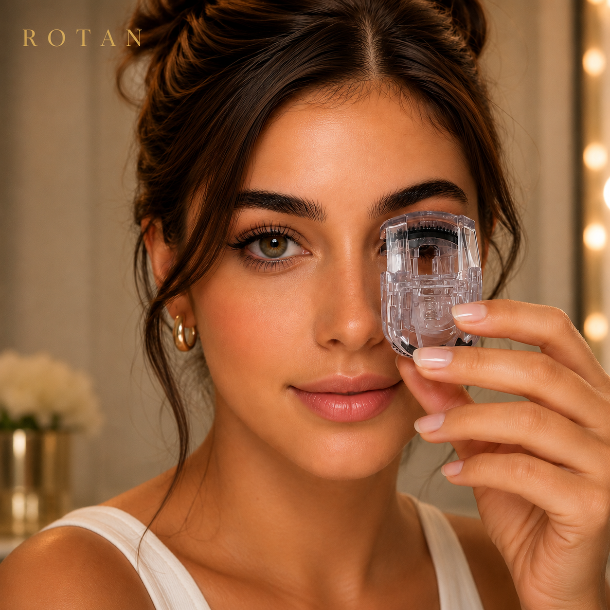 ROTAN Mini Eyelash Curler with Built-In Comb | Travel Lash Tool