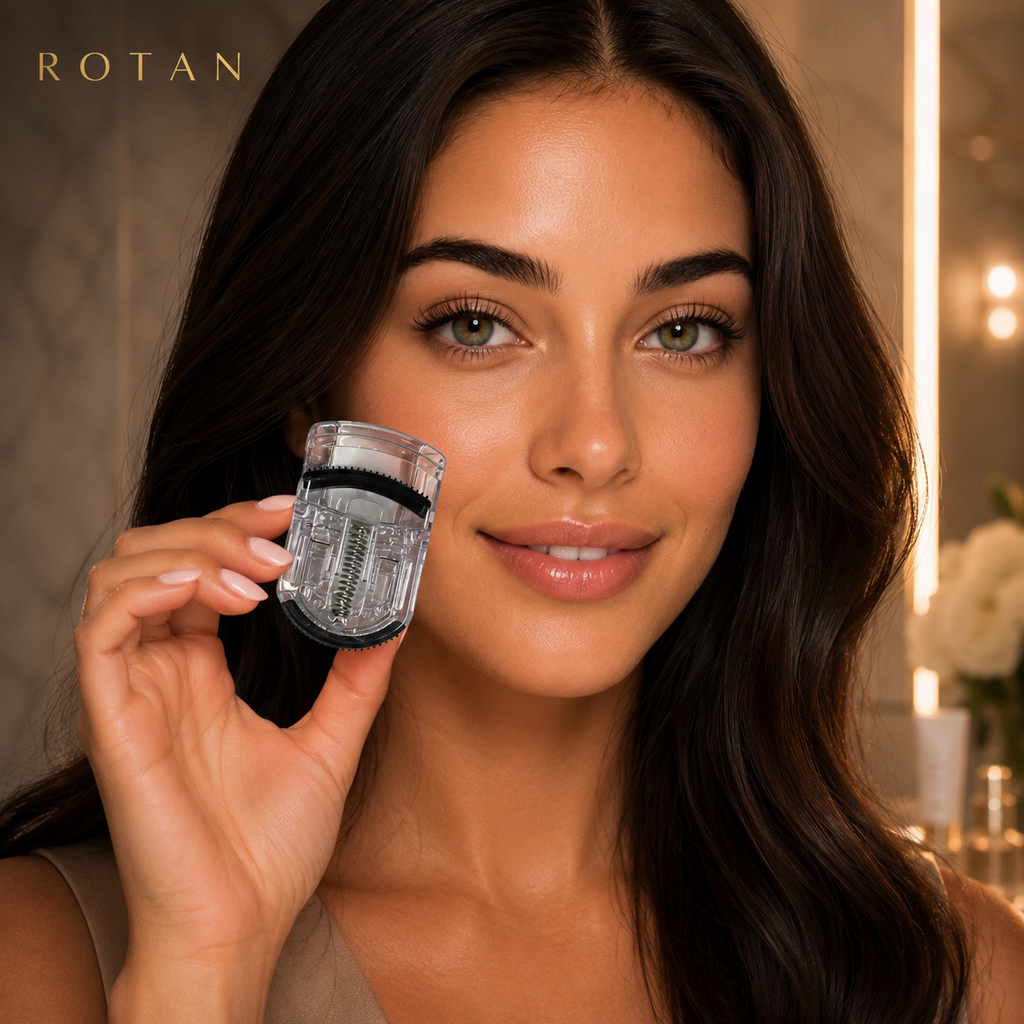 ROTAN Mini Eyelash Curler with Built-In Comb | Travel Lash Tool