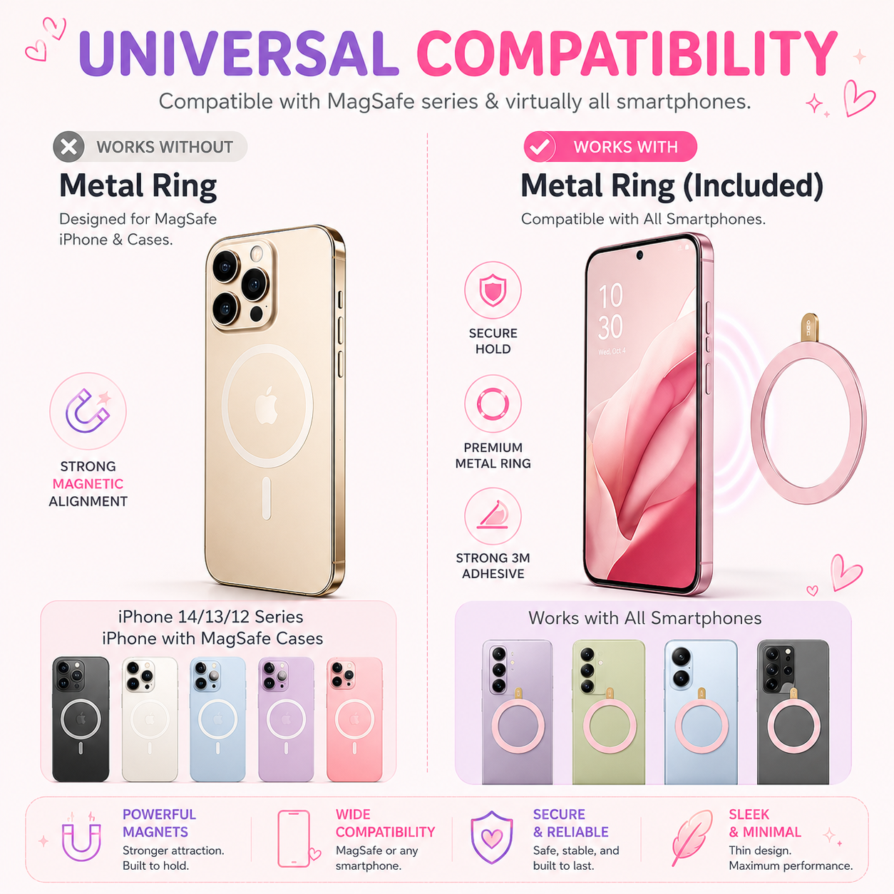 ROTAN Heart MagSafe Phone Grip | Cute Magnetic Phone Grip - Polar White