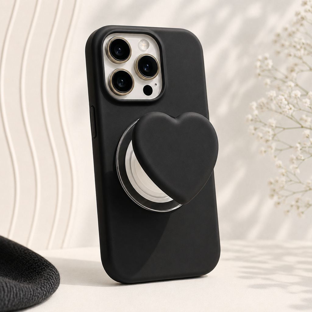 ROTAN Heart MagSafe Phone Grip | Cute Magnetic Phone Grip - Black