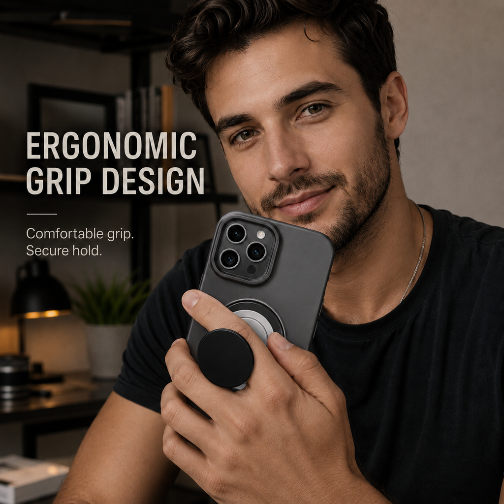 ROTAN MagSafe Magnetic Phone Grip | Secure One-Handed Hold - Black