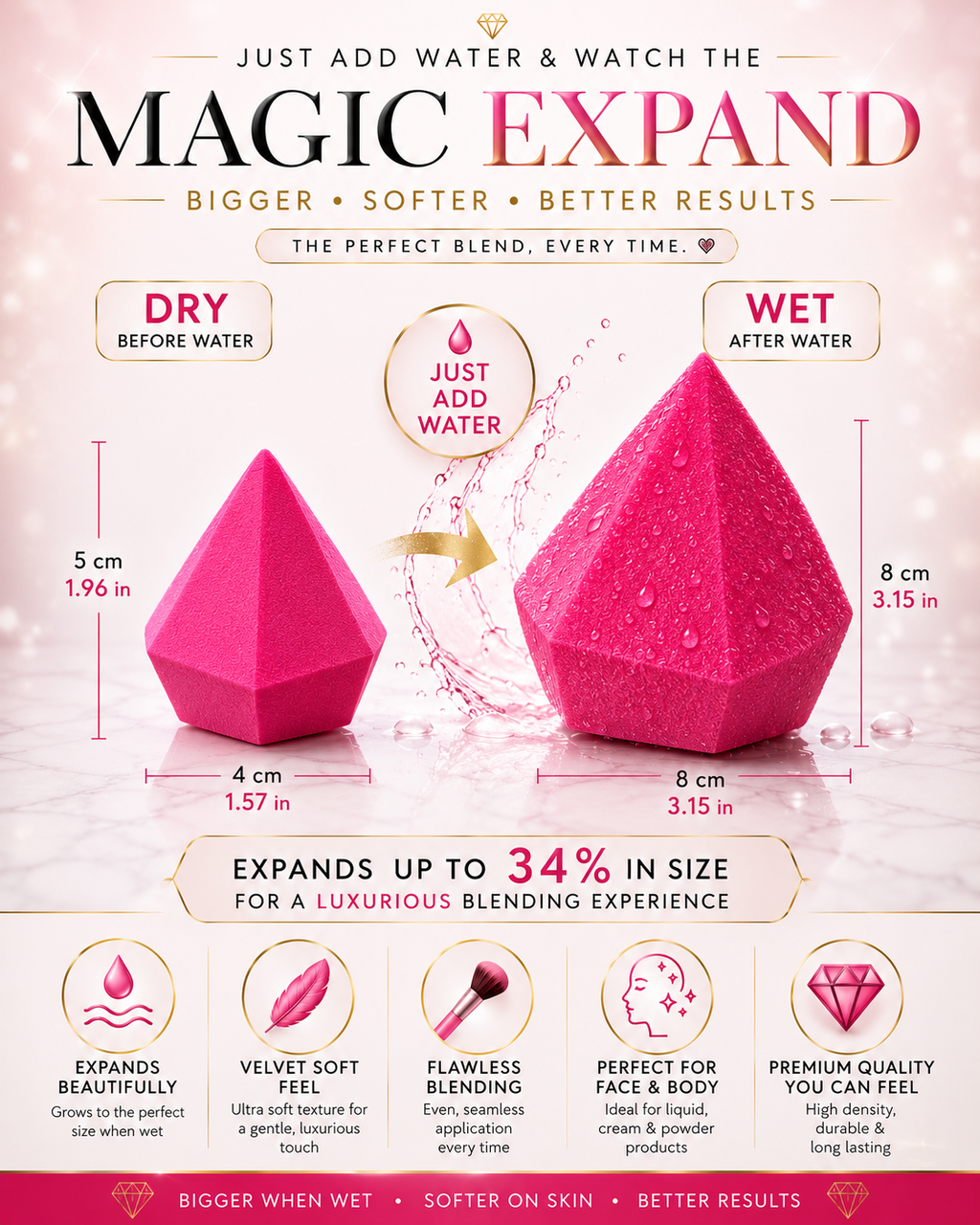 ROTAN Diamond Revolution Blender | Multi-Surface Makeup Sponge