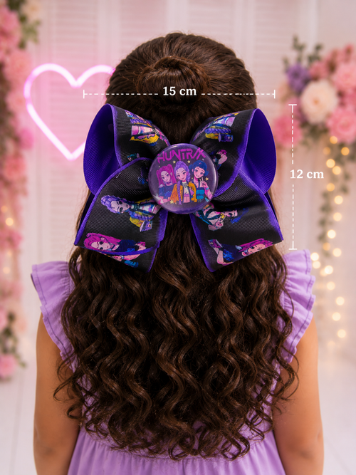 ROTAN Handmade Statement Hair Bow | Large Boutique Bow - Black&Purple