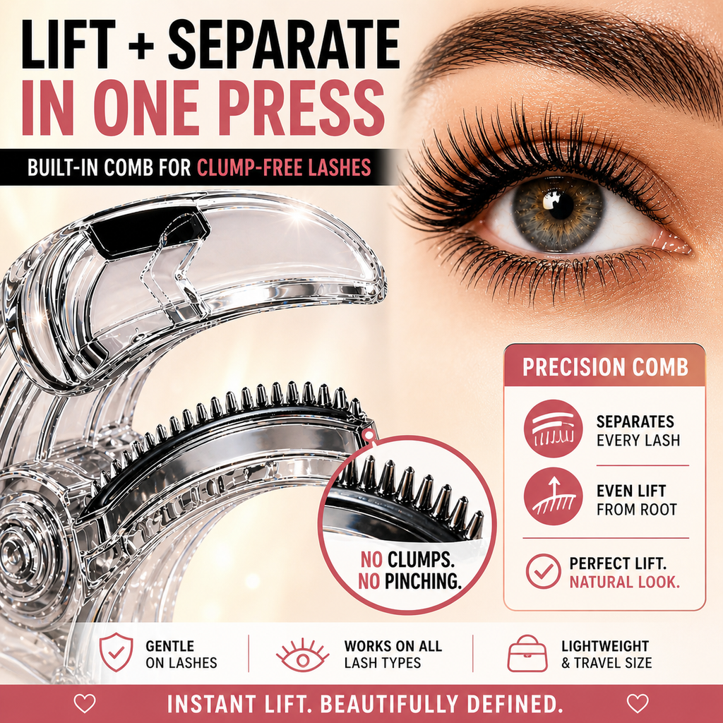 ROTAN PRO Eyelash Curler with Built-In Comb