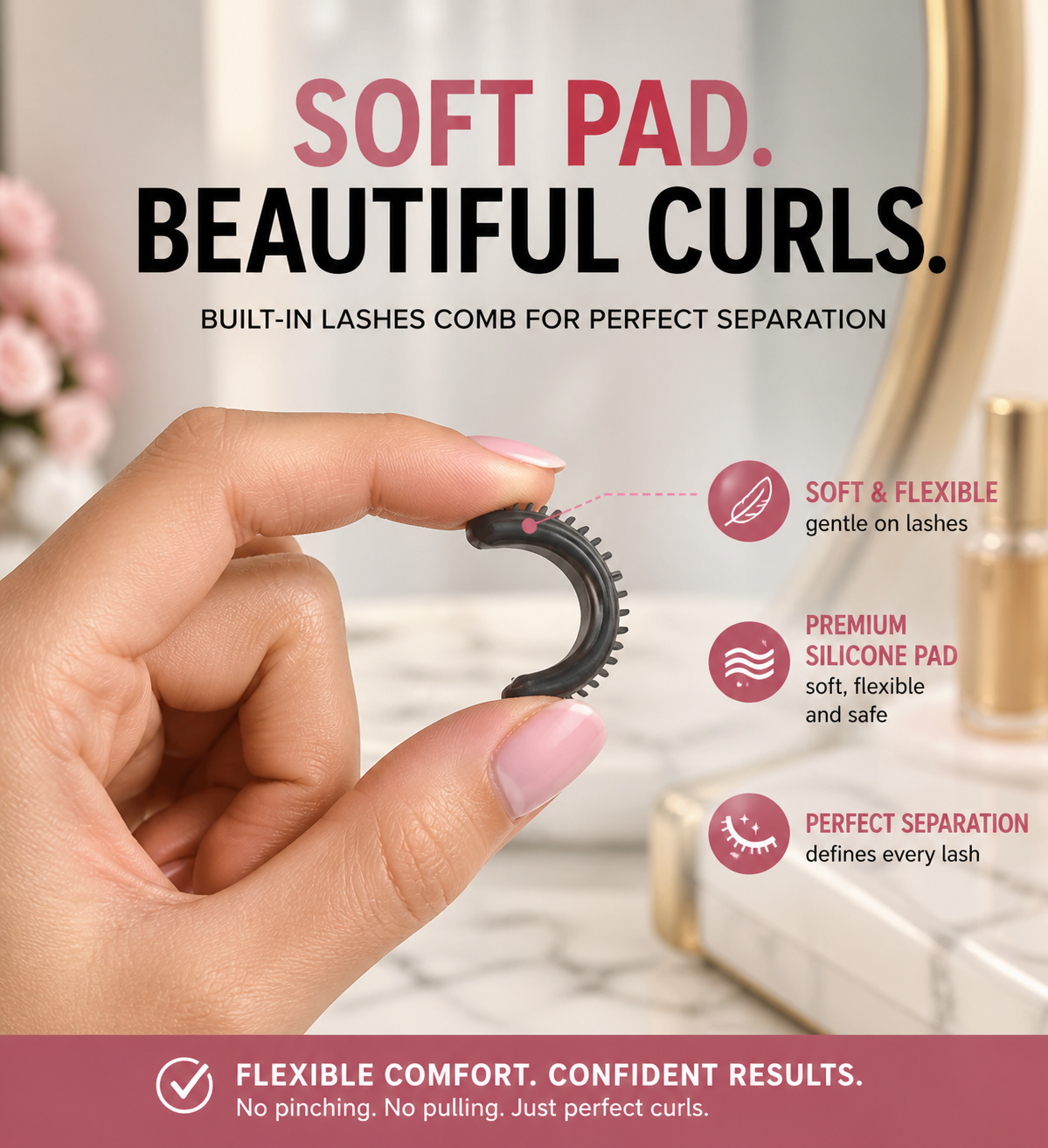 ROTAN PRO Eyelash Curler with Built-In Comb