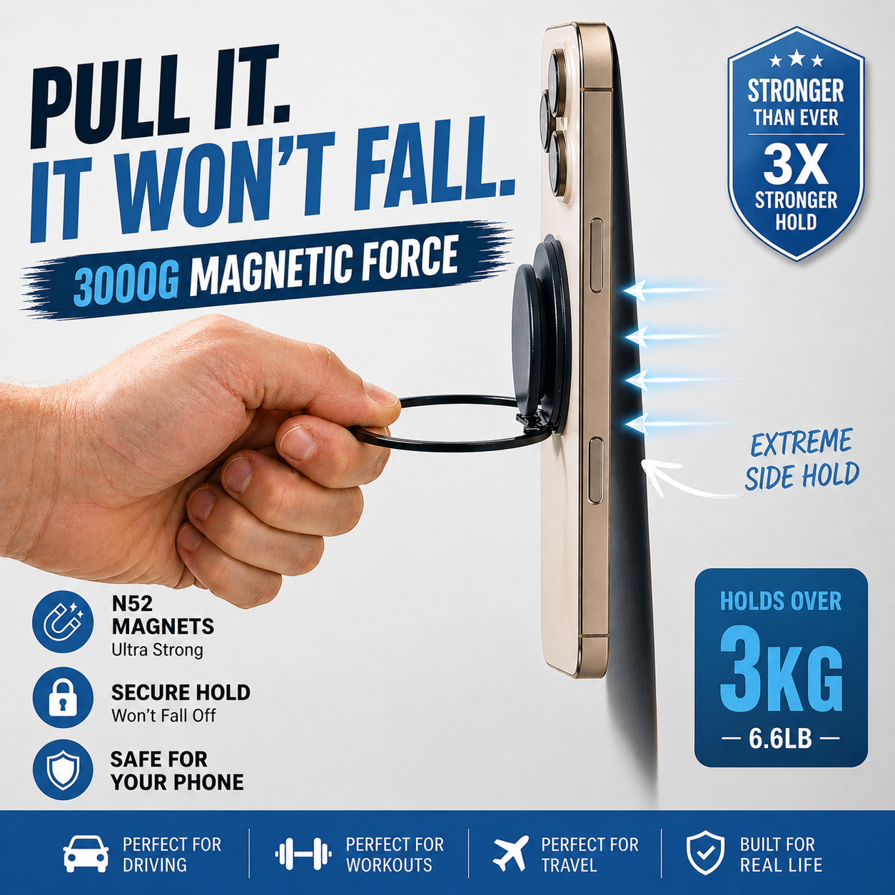 ROTAN MagSafe Magnetic Phone Grip | Secure One-Handed Hold - Blue Breeze