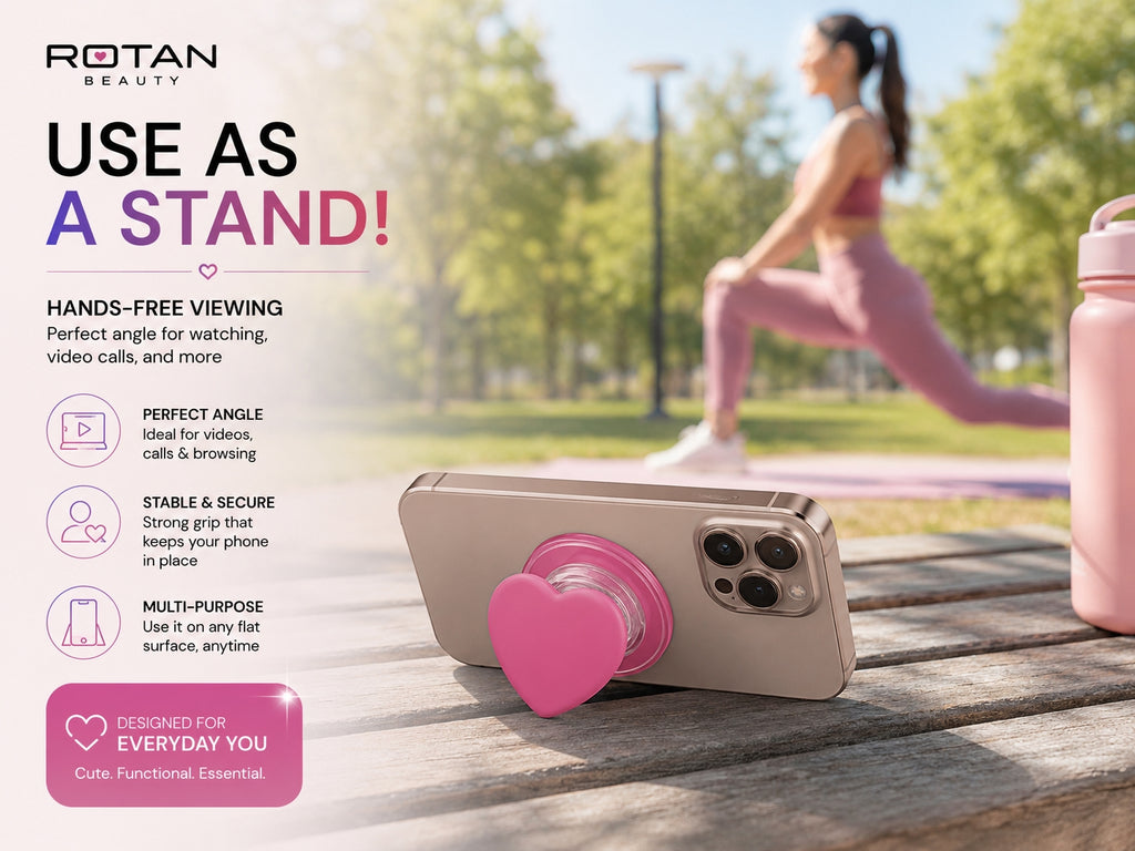 ROTAN Heart MagSafe Phone Grip | Cute Magnetic Phone Grip - Hot Pink