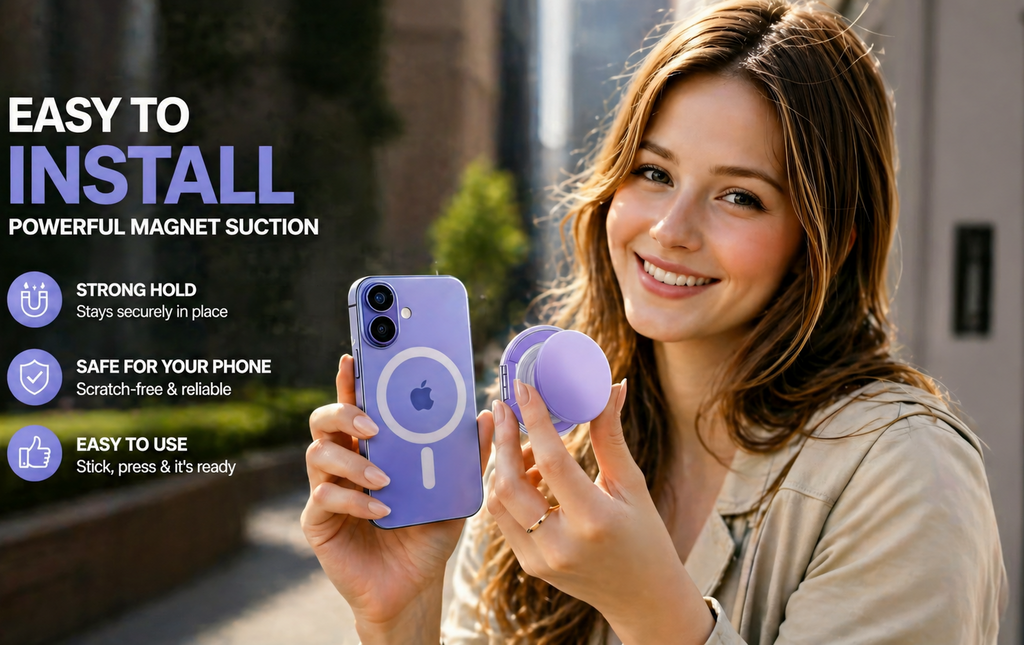 ROTAN MagSafe Magnetic Phone Grip | Secure One-Handed Hold - Lavender Bliss