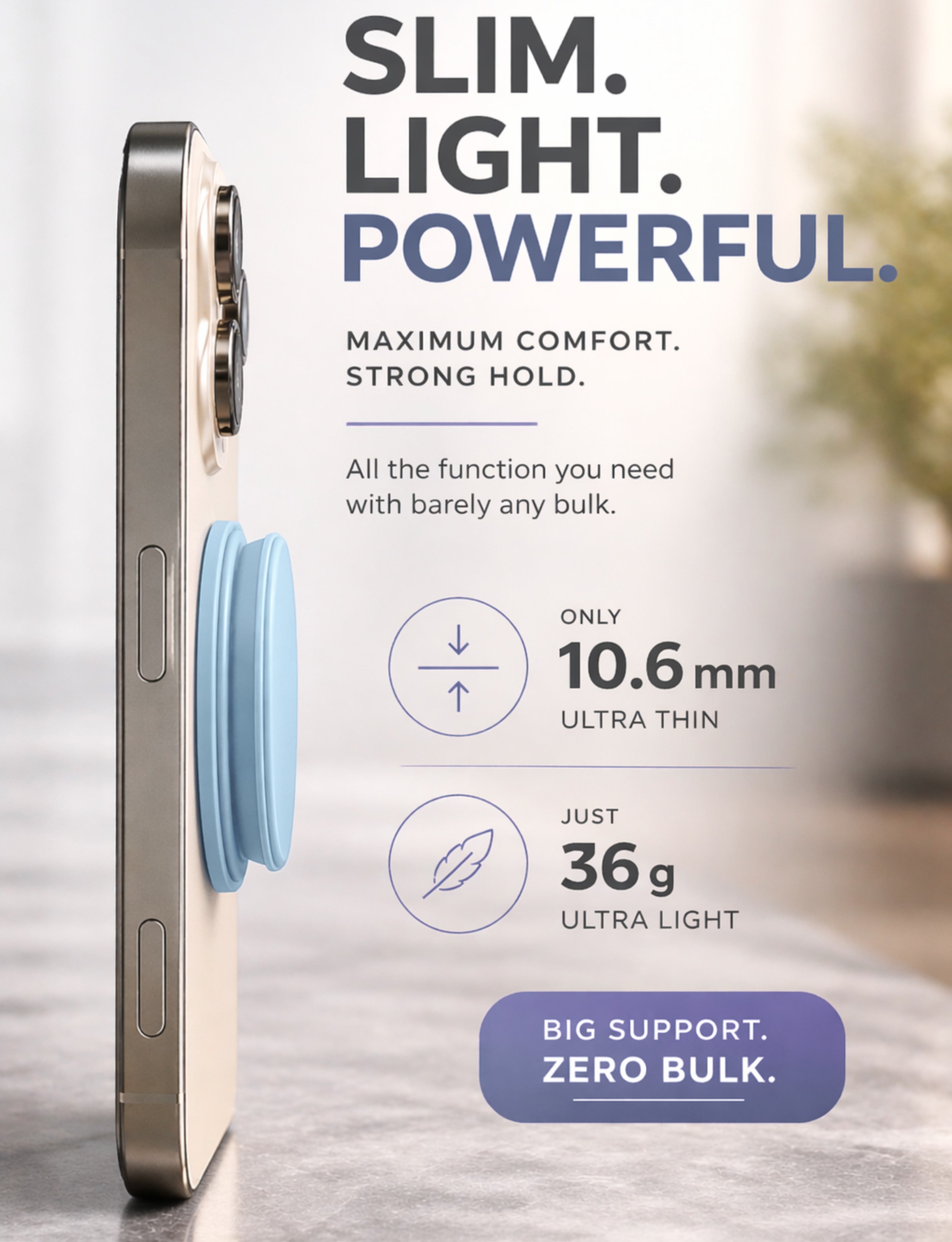 ROTAN MagSafe Magnetic Phone Grip | Secure One-Handed Hold - Blue Breeze