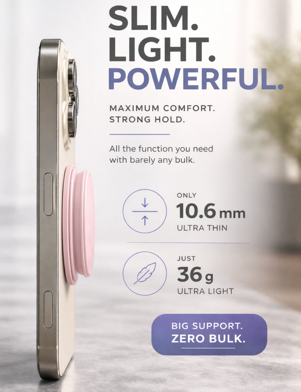 ROTAN MagSafe Magnetic Phone Grip | Secure One-Handed Hold - Blush Pink