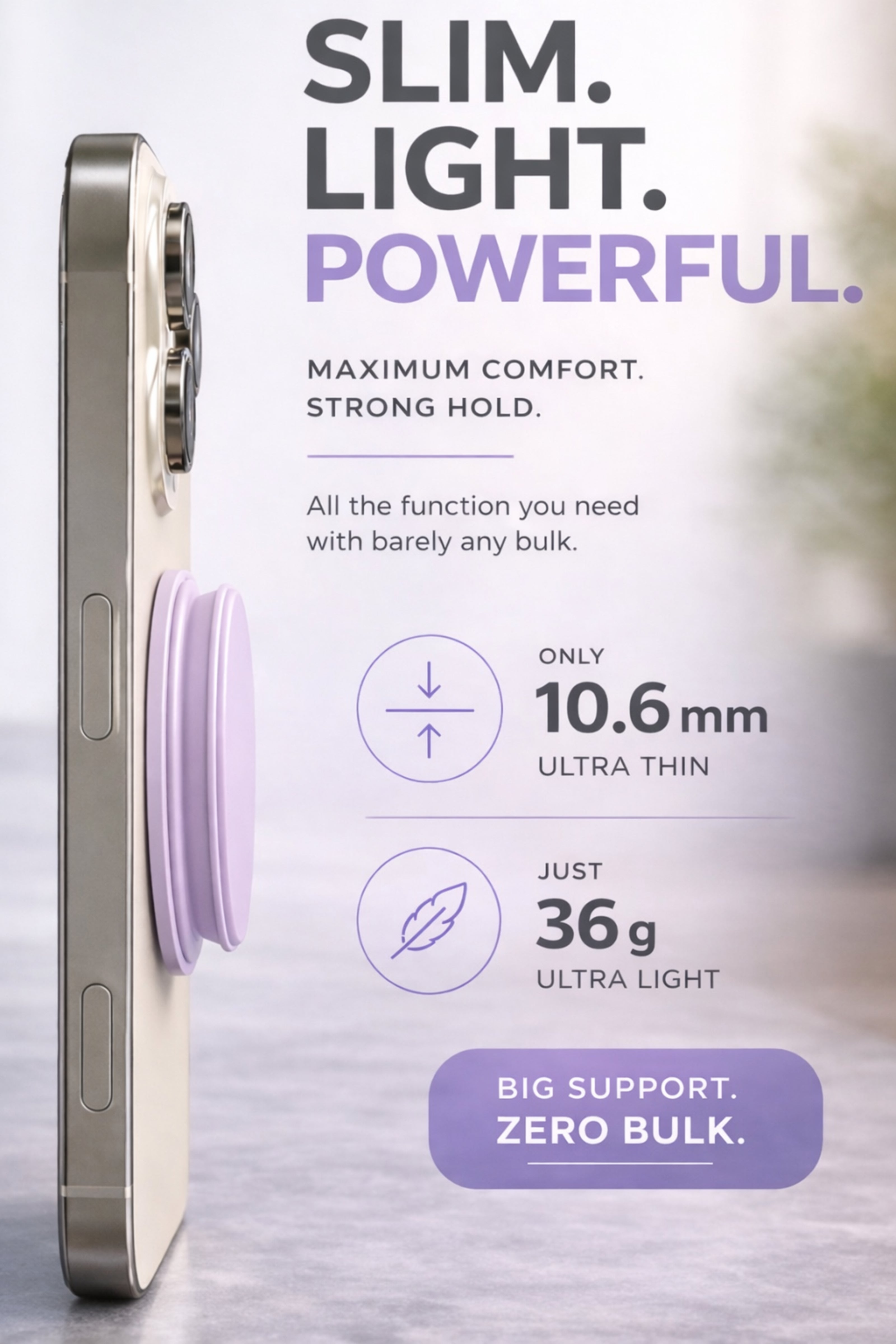 ROTAN MagSafe Magnetic Phone Grip | Secure One-Handed Hold - Lavender Bliss