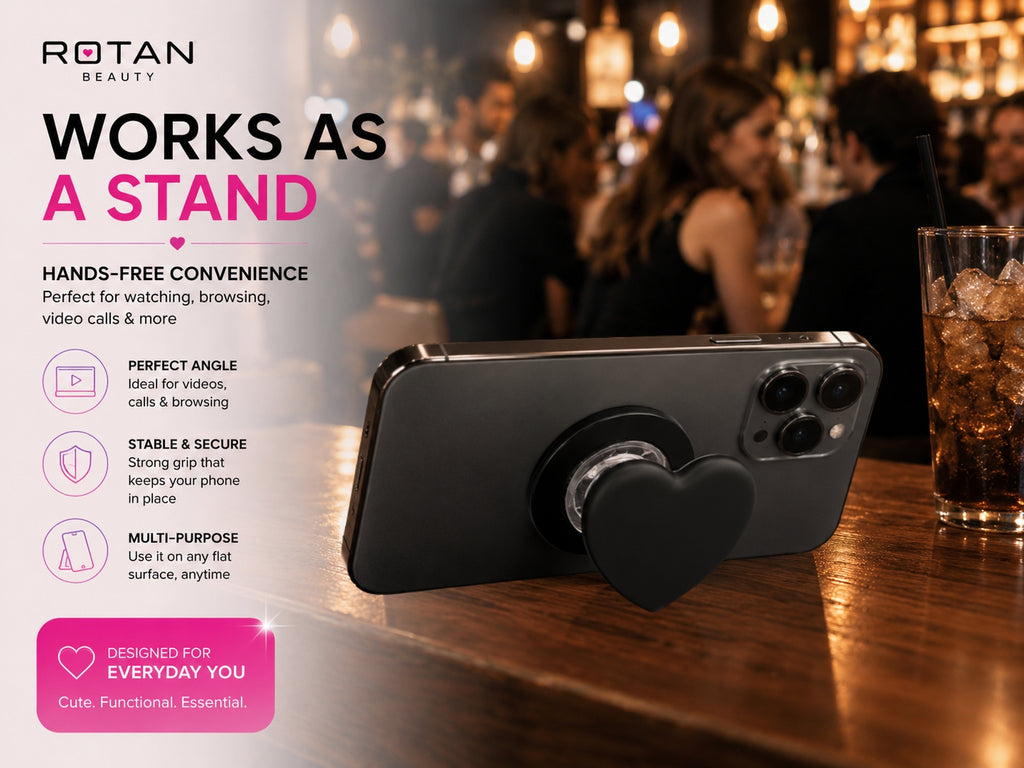 ROTAN Heart MagSafe Phone Grip | Cute Magnetic Phone Grip - Black